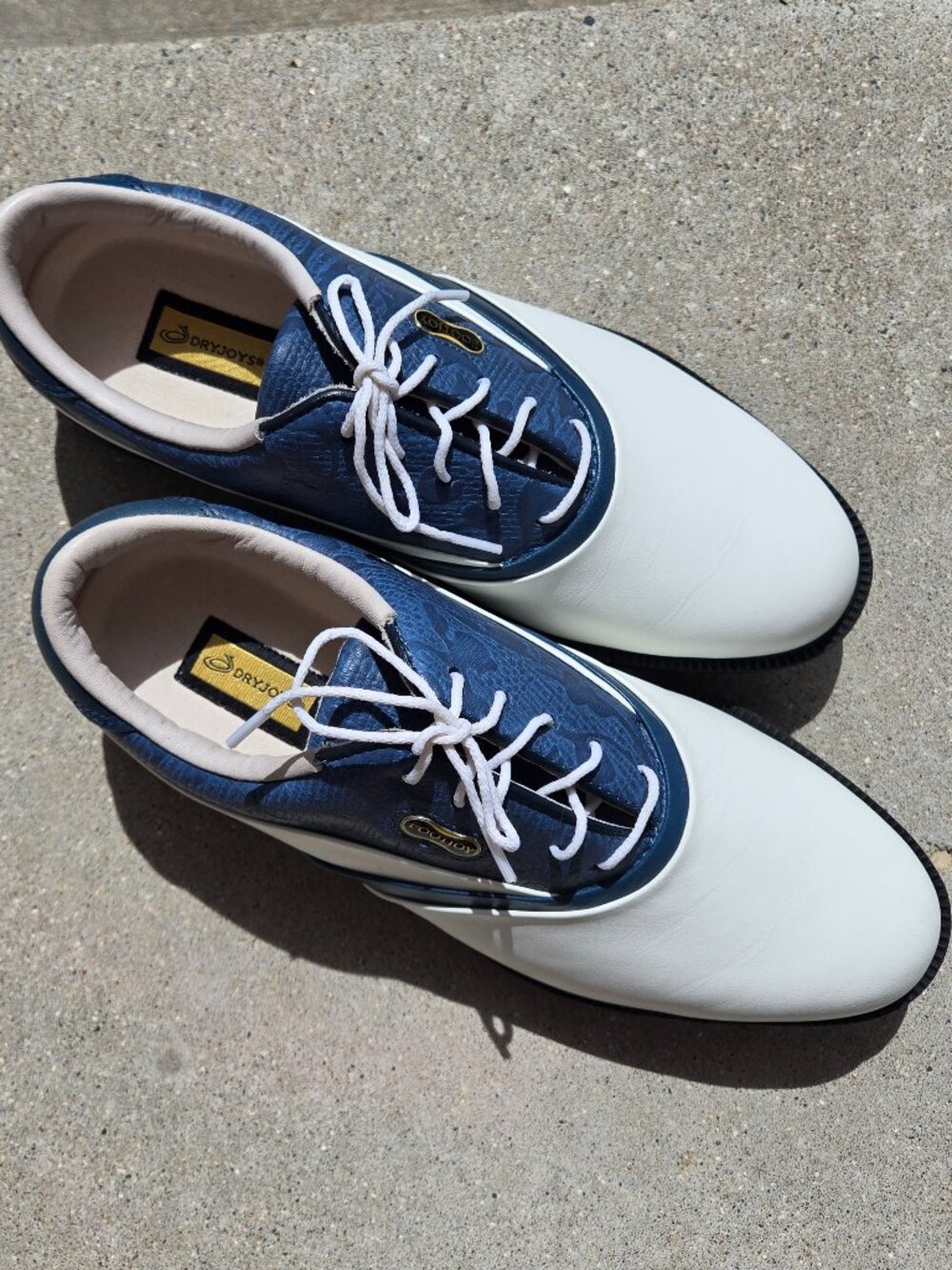 FootJoy DryJoys Women's Golf Shoes Navy White Saddle Oxford Leather US 6.5